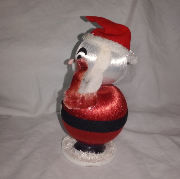 Mid Century Modern Christmas Japan Silk Ball Santa With Original Sticker MCM - Picture 4 of 7
